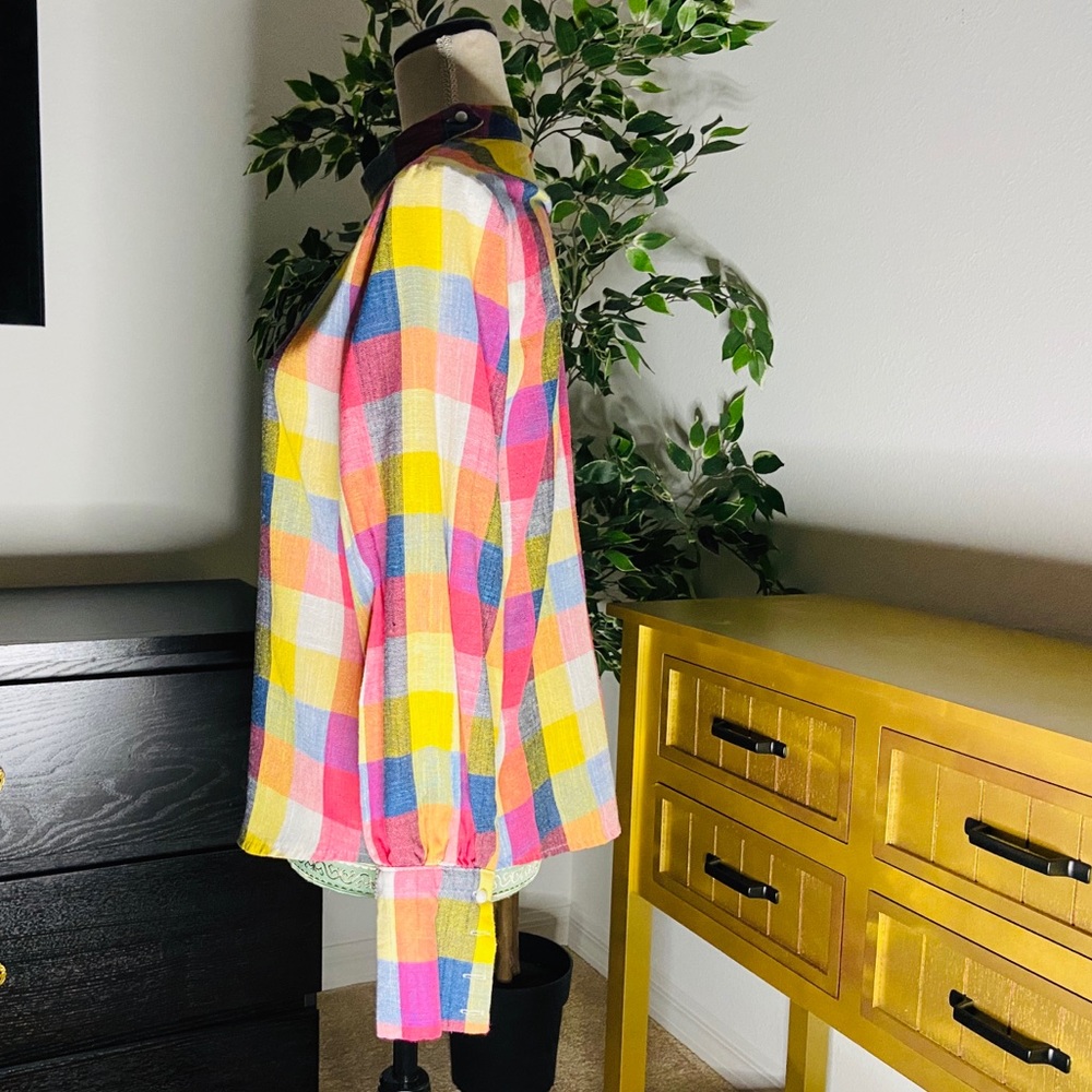 Color Block Plaid Top - Picture 4 of 8